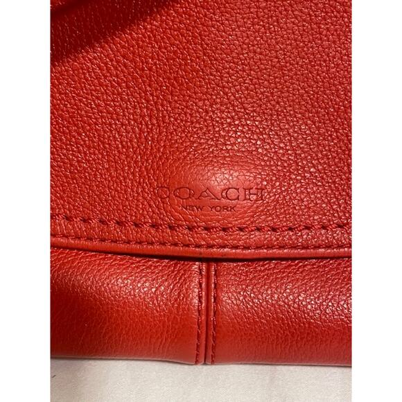 Coach Pebble Leather Clutch Shoulder Bag Wallet Red - Picture 10 of 10
